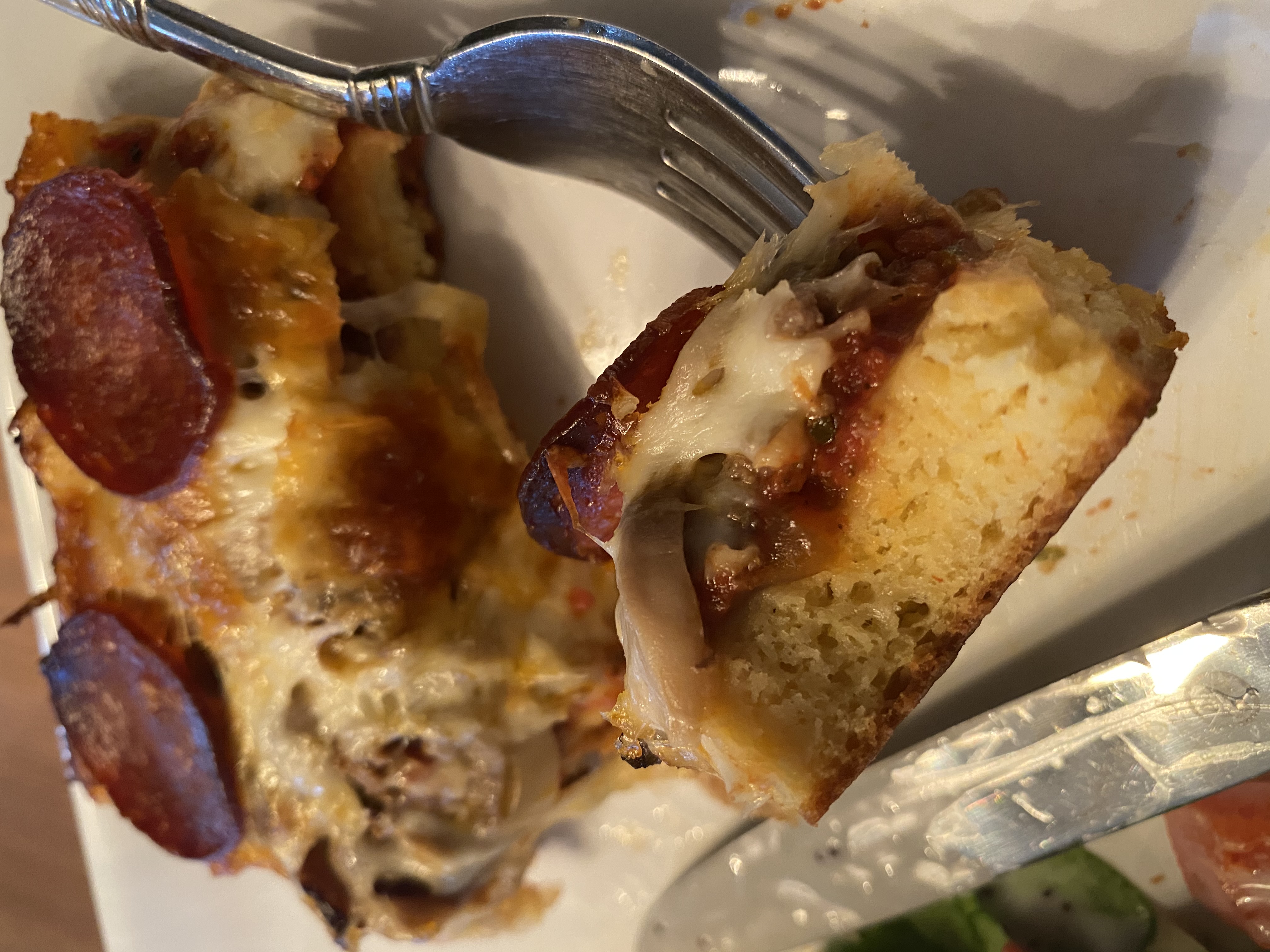 Pizza sicilian with fork.JPG